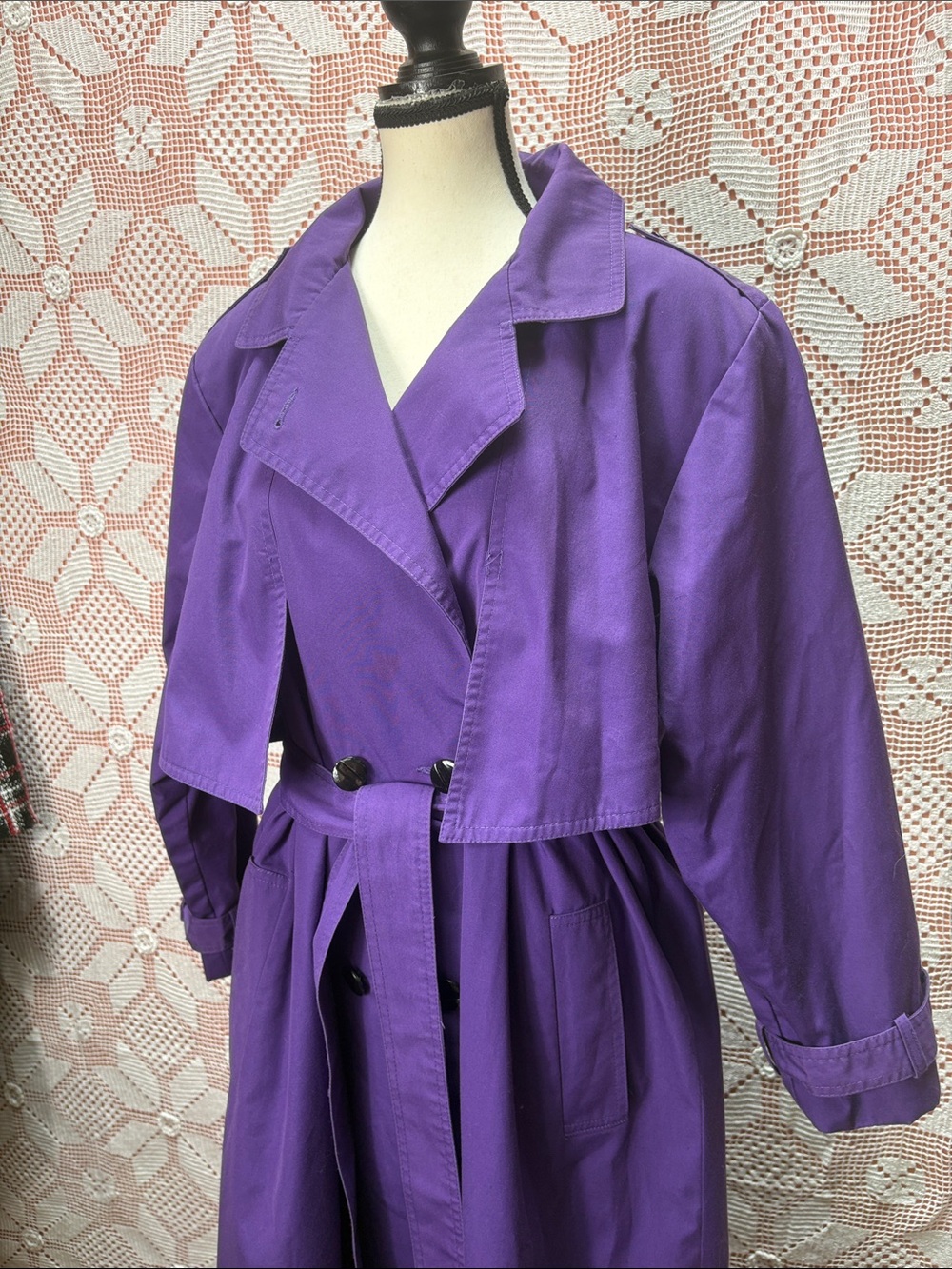 Vintage Northern Climate Purple Trench Coat Size 10 - Picture 16 of 16